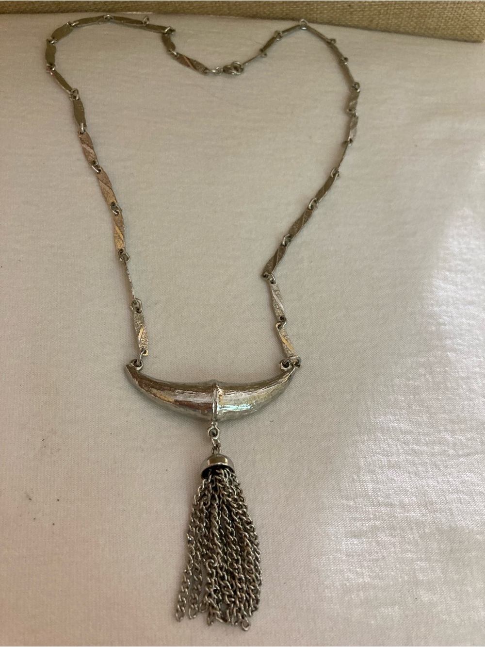 Vintage Silver Tone Fancy Chain Necklace